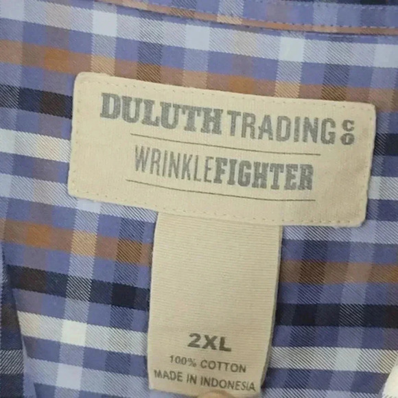 Duluth Trading Co. Wrinklefighter Men's 2XL Plaid Shirt Button Down 30CT - Picture 4 of 5